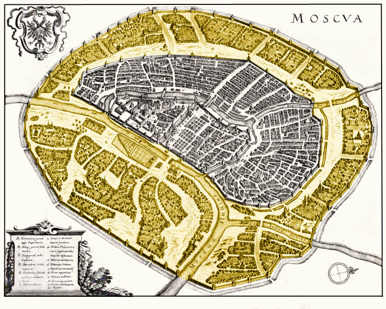Земляной город на плане (1638) Маттеуса Мериана выделен жёлтым цветом..jpg