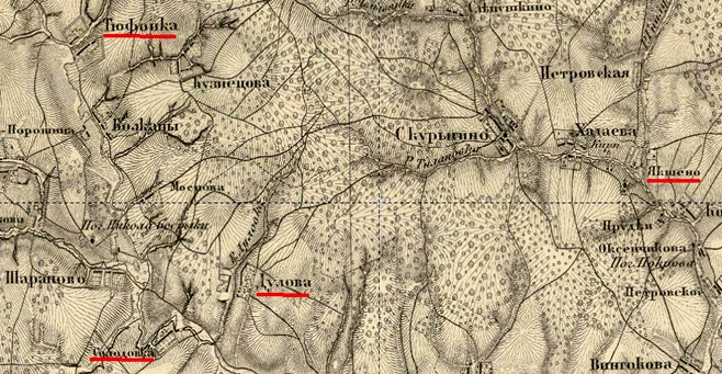 Карта Якшино-Дулово на карте Шуберта 1860 года.jpg