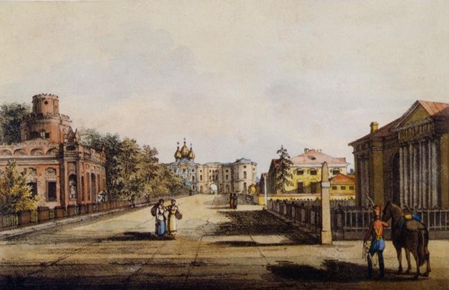 Садовая улица в Царском Селе. Литография В. П. Лангера. 1820..jpg