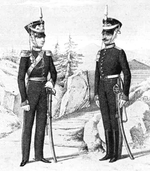 Штаб-офицер и рядовой полка в 1823-1825гг. По рис. Губарева из архива полка.jpg