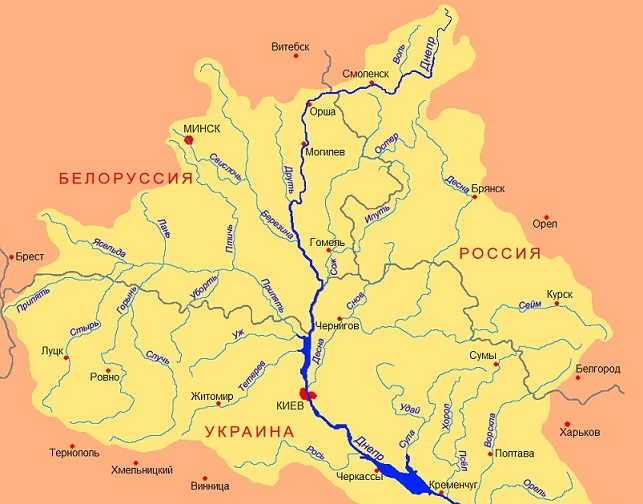 Река днепр на карте россии и украины