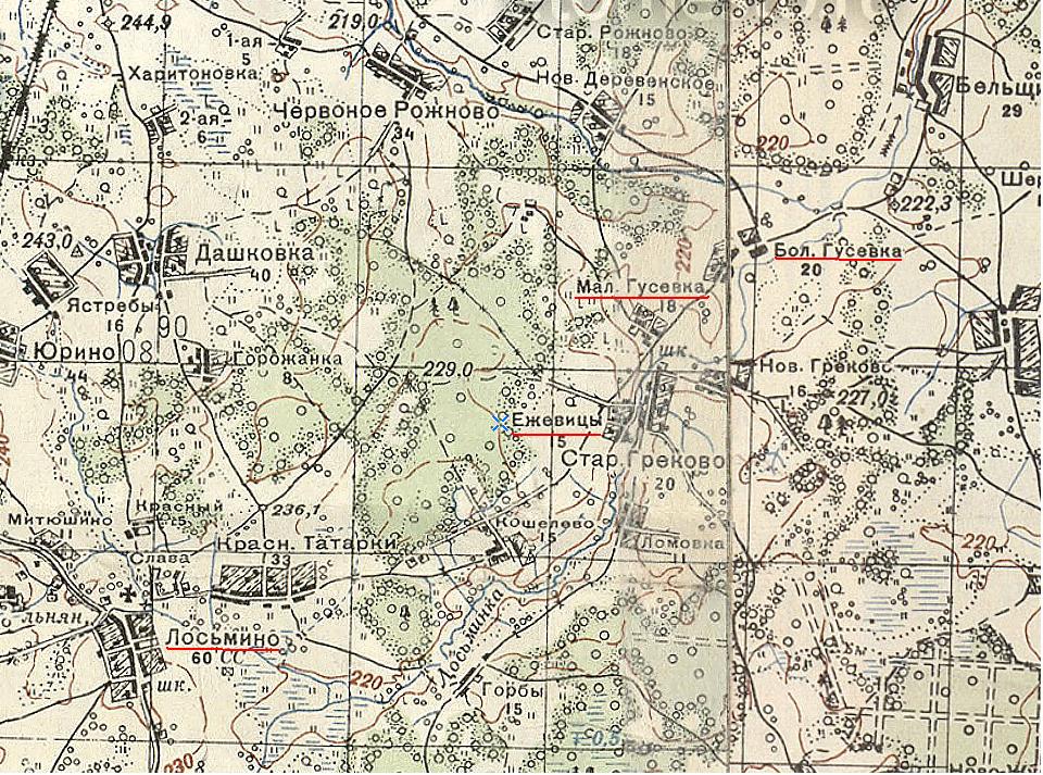 Карта Вяземского района Смоленской области 1941 года.