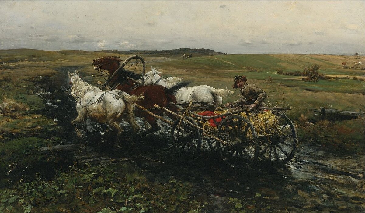 Перед грозой на тройке картина