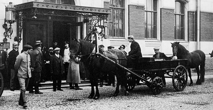 Из архива музея МВД. Осмотр лошадей милицией 1910.jpg